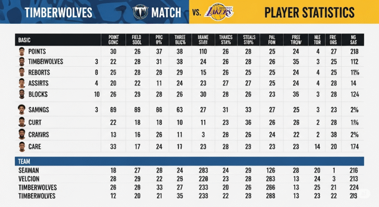 Timberwolves vs Lakers Match Player Stats